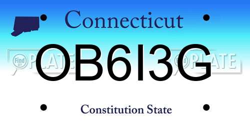OB6I3G Connecticut License Plate