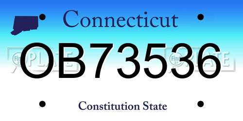 OB73536 Connecticut License Plate
