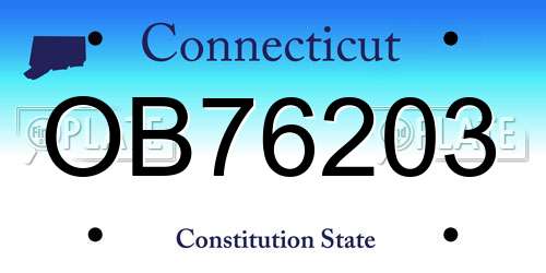 OB76203 Connecticut License Plate