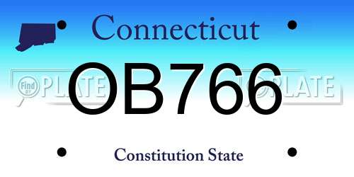 OB766 Connecticut License Plate