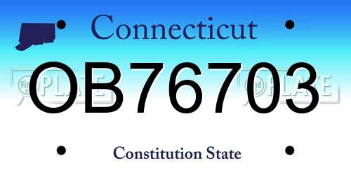 OB76703 Connecticut License Plate