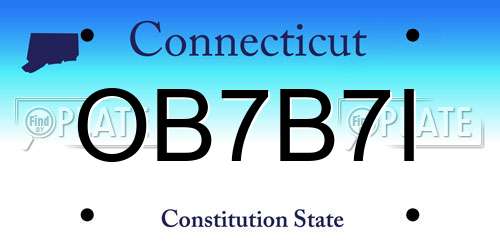 OB7B7I Connecticut License Plate