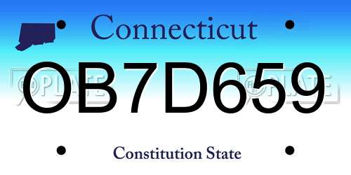 OB7D659 Connecticut License Plate