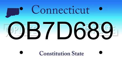 OB7D689 Connecticut License Plate