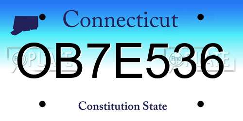 OB7E536 Connecticut License Plate