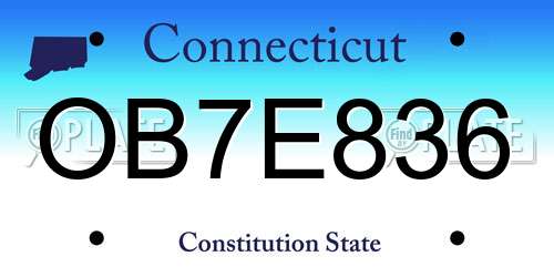 OB7E836 Connecticut License Plate