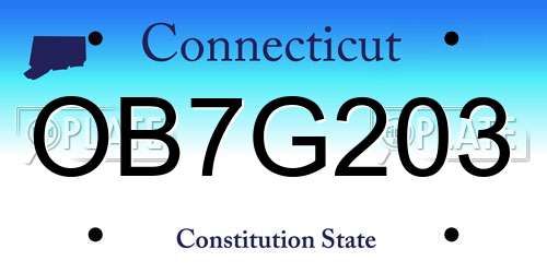 OB7G203 Connecticut License Plate