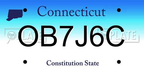 OB7J6C Connecticut License Plate