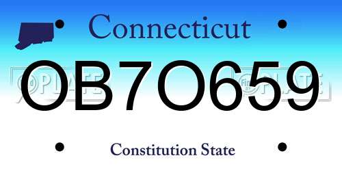 OB7O659 Connecticut License Plate
