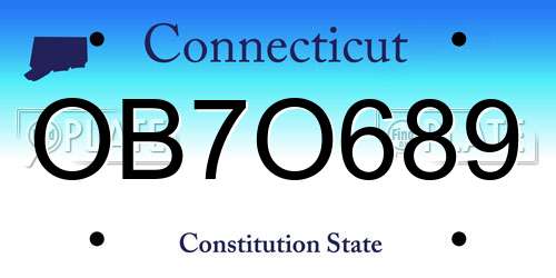 OB7O689 Connecticut License Plate