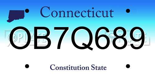 OB7Q689 Connecticut License Plate