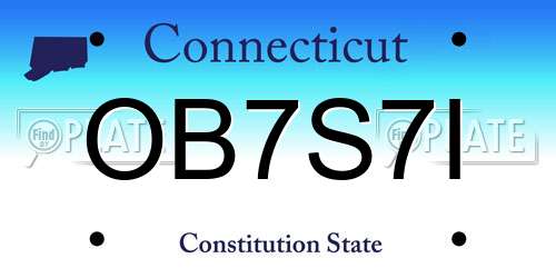 OB7S7I Connecticut License Plate