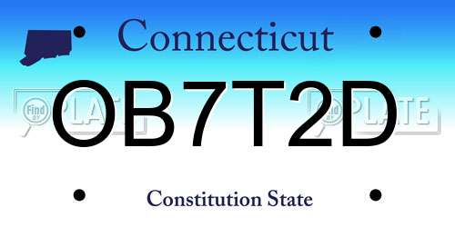 OB7T2D Connecticut License Plate