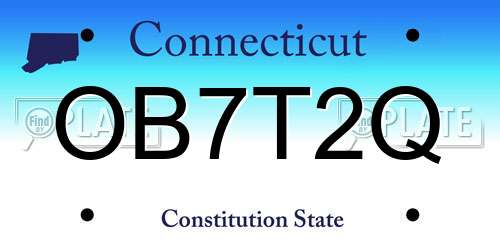 OB7T2Q Connecticut License Plate
