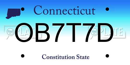 OB7T7D Connecticut License Plate