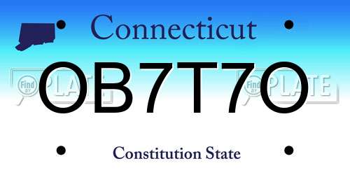 OB7T7O Connecticut License Plate