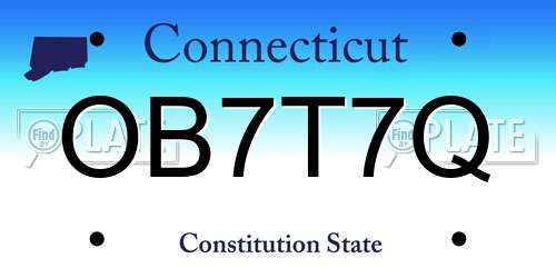 OB7T7Q Connecticut License Plate