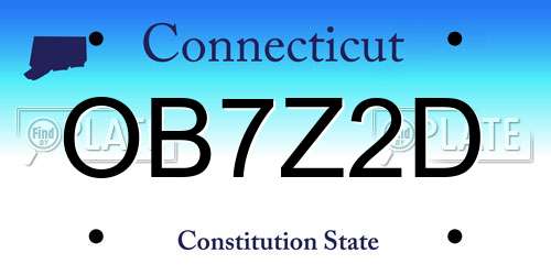 OB7Z2D Connecticut License Plate