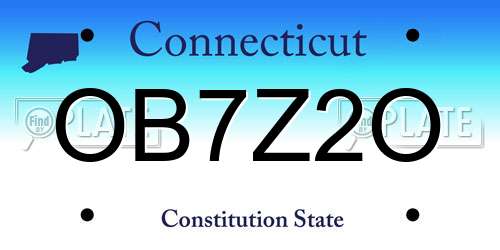 OB7Z2O Connecticut License Plate