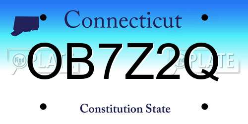 OB7Z2Q Connecticut License Plate