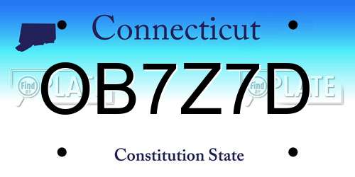 OB7Z7D Connecticut License Plate