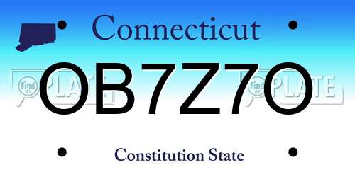 OB7Z7O Connecticut License Plate