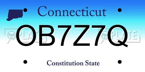 OB7Z7Q Connecticut License Plate