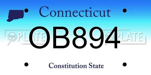 OB894 Connecticut License Plate