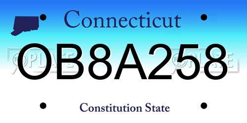 OB8A258 Connecticut License Plate