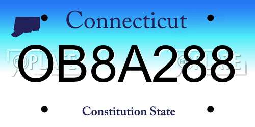 OB8A288 Connecticut License Plate