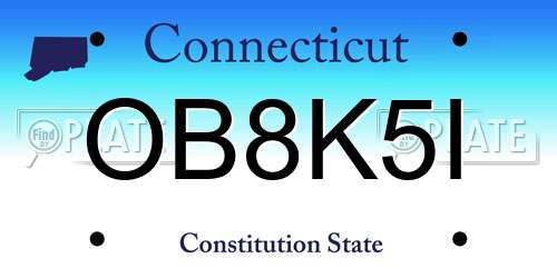 OB8K5I Connecticut License Plate
