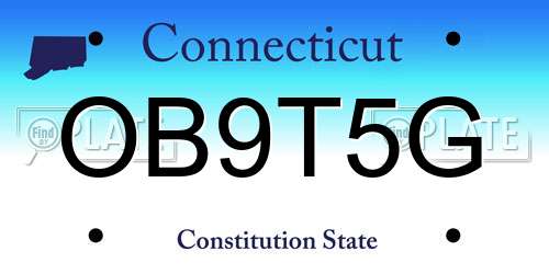 OB9T5G Connecticut License Plate