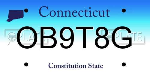 OB9T8G Connecticut License Plate