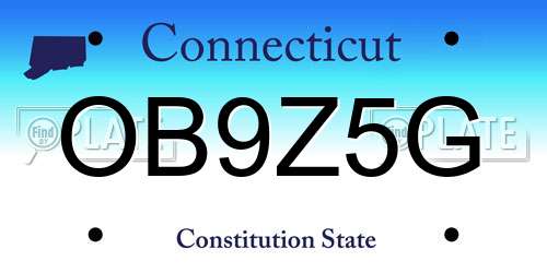 OB9Z5G Connecticut License Plate