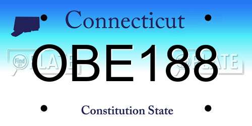 OBE188 Connecticut License Plate