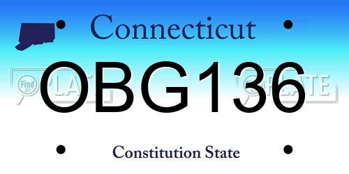 OBG136 Connecticut License Plate