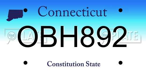 OBH892 Connecticut License Plate
