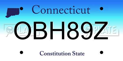 OBH89Z Connecticut License Plate