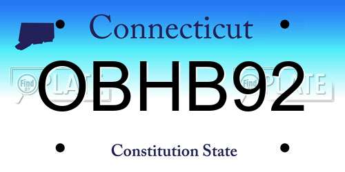OBHB92 Connecticut License Plate