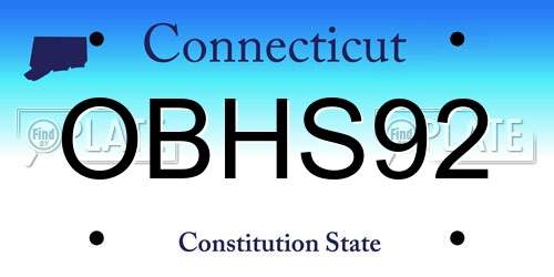 OBHS92 Connecticut License Plate