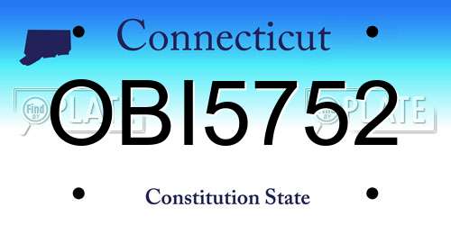 OBI5752 Connecticut License Plate