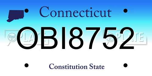 OBI8752 Connecticut License Plate
