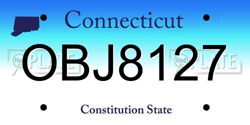 OBJ8127 Connecticut License Plate
