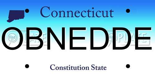 OBNEDDE Connecticut License Plate