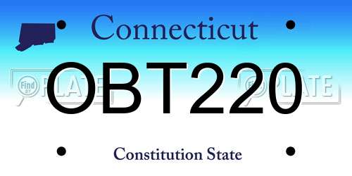 OBT220 Connecticut License Plate