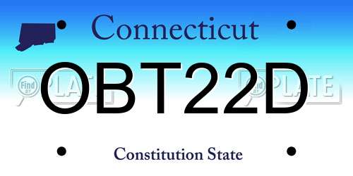 OBT22D Connecticut License Plate