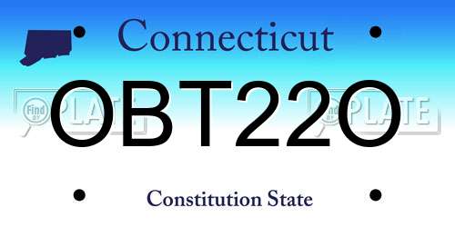 OBT22O Connecticut License Plate