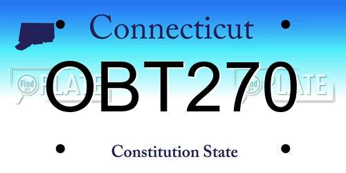 OBT270 Connecticut License Plate