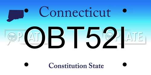 OBT52I Connecticut License Plate