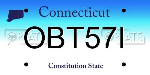 OBT57I Connecticut License Plate